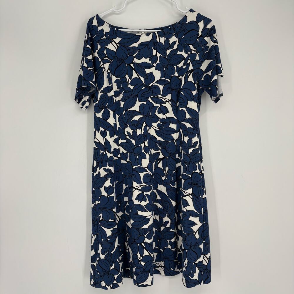 Ann Taylor Blue Floral Dress Size 12P Office Career Business‎ Casual Feminine